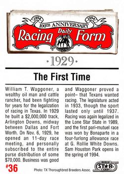 1993 Horse Star Daily Racing Form 100th Anniversary #36 Arlington Downs Back